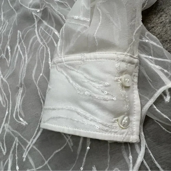 Brunello Cucinelli Dazzling Exotic Embroidery Shirt in Crispy Silk Size M NWT